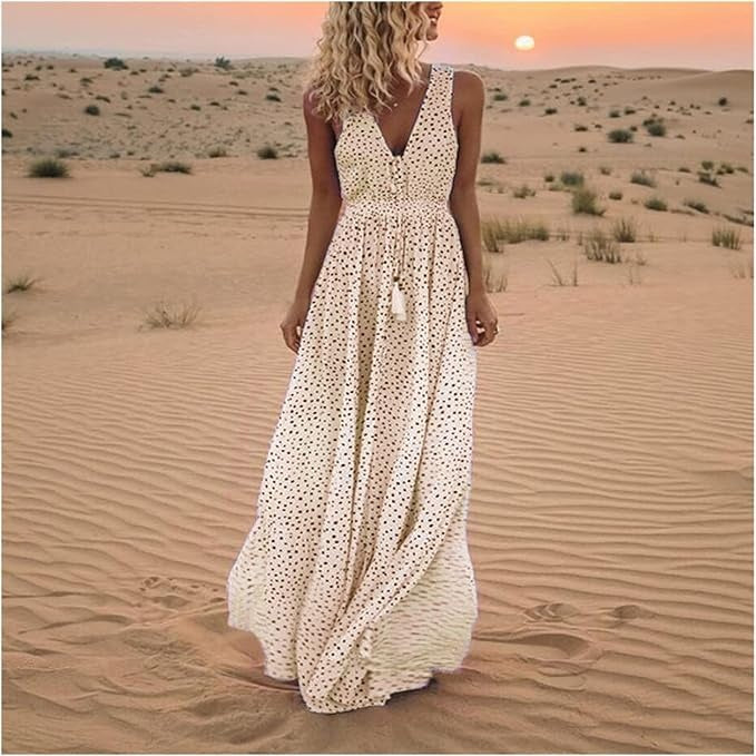 Ismena - Boho Polka Dot Maxi Dress